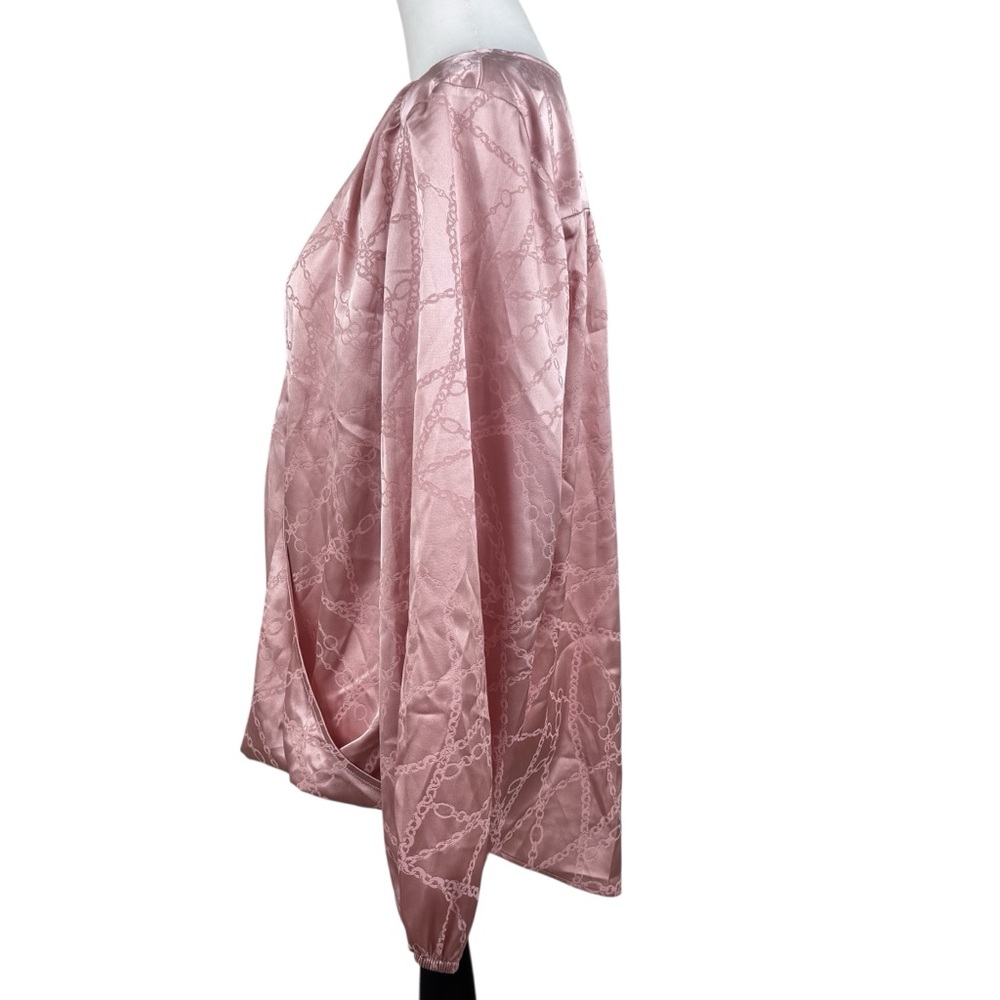 NWT INC International Concepts Pale Mauve Chain Satin Long Sleeve Blouse Top XL - Picture 8 of 10